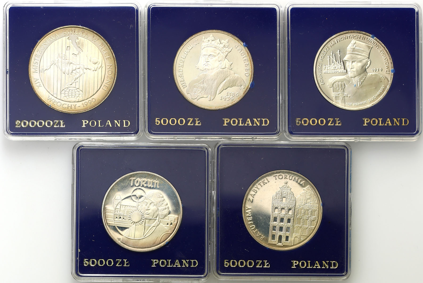 PRL. 500 i 20000 złotych 1989 - zestaw 5 monet